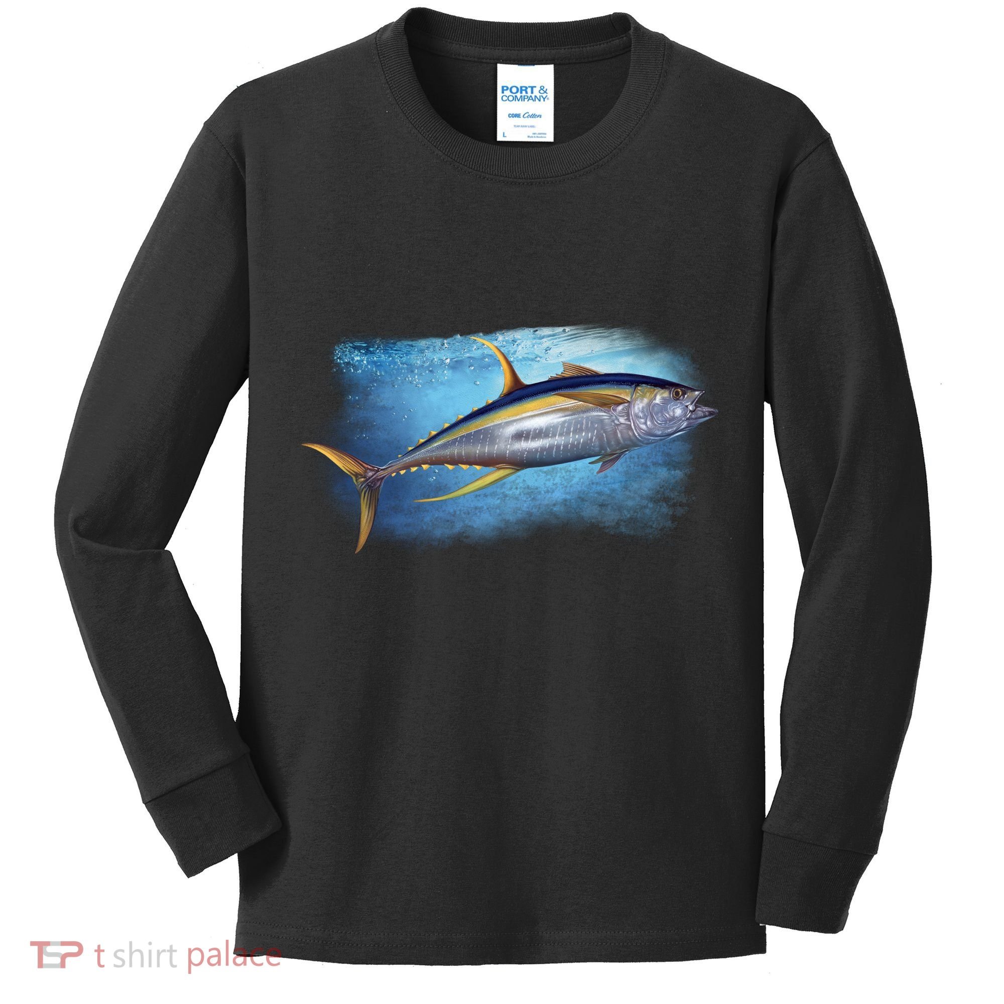 Yellowfin Tuna Swimming Kids Long Sleeve Shirt
