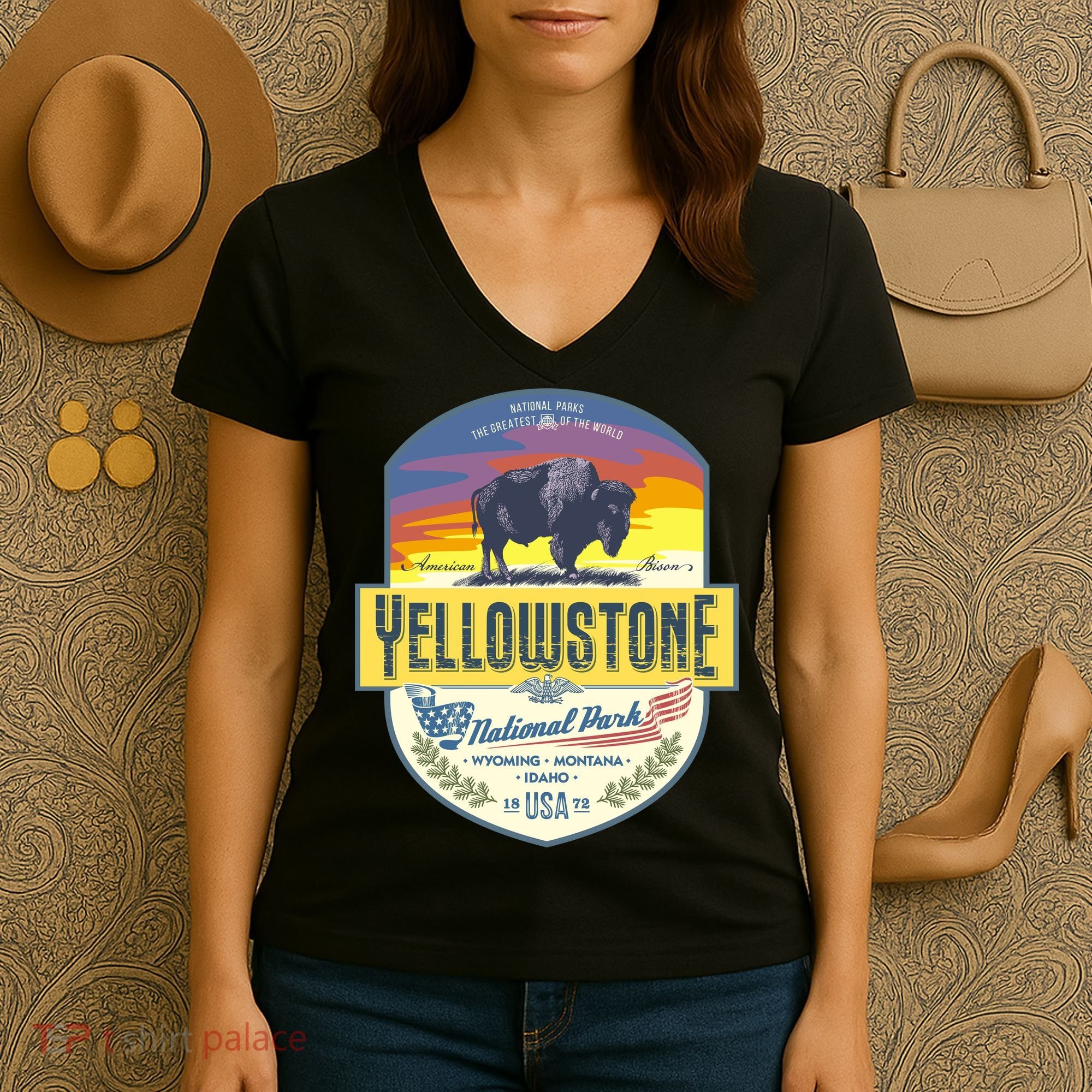 Yellowstone National Park Women's V-Neck T-Shirt