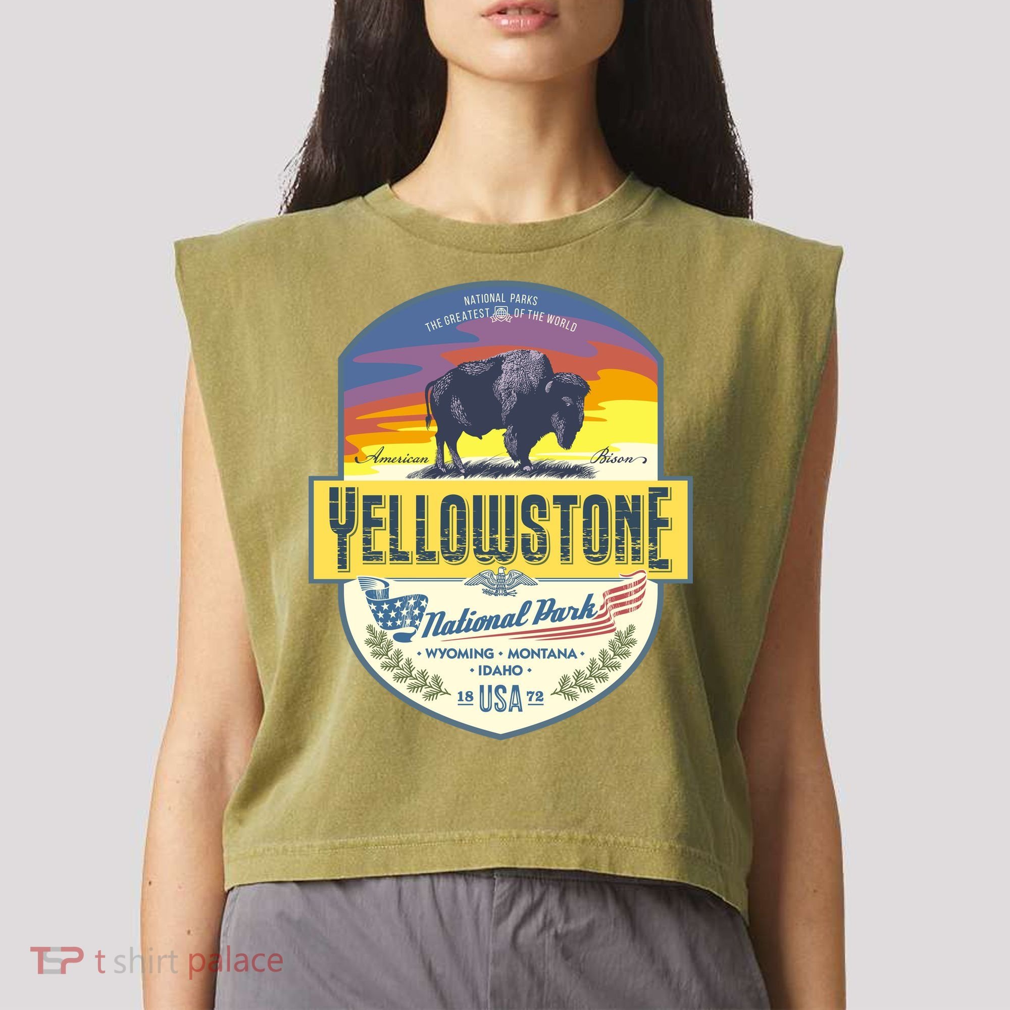 Yellowstone National Park Garment-Dyed Women's Muscle Tee