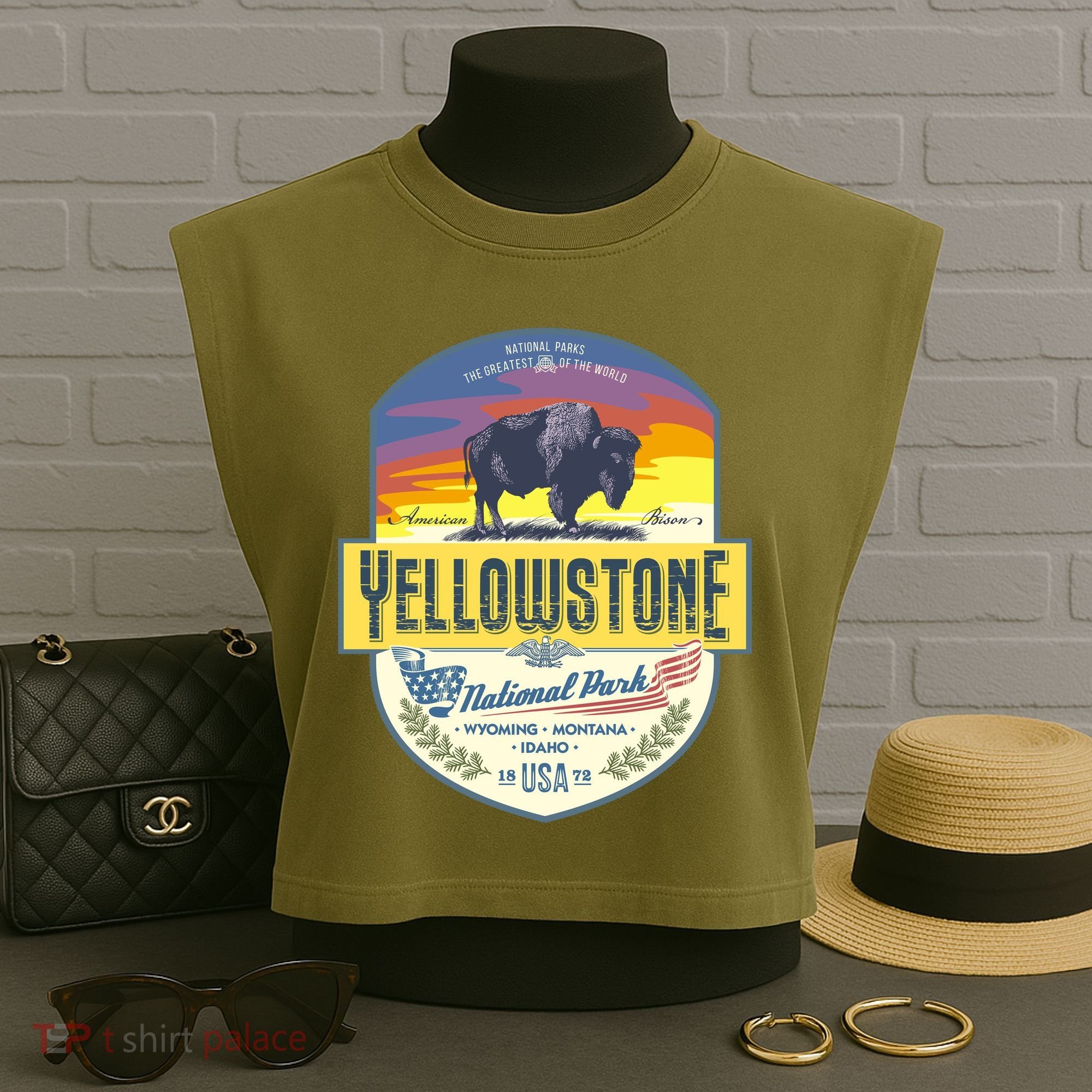 Yellowstone National Park Garment-Dyed Women's Muscle Tee