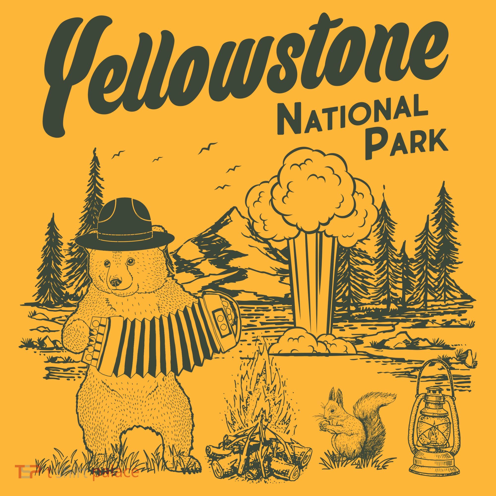 Yellowstone National Park Accordion Park Ranger Bear Hoodie