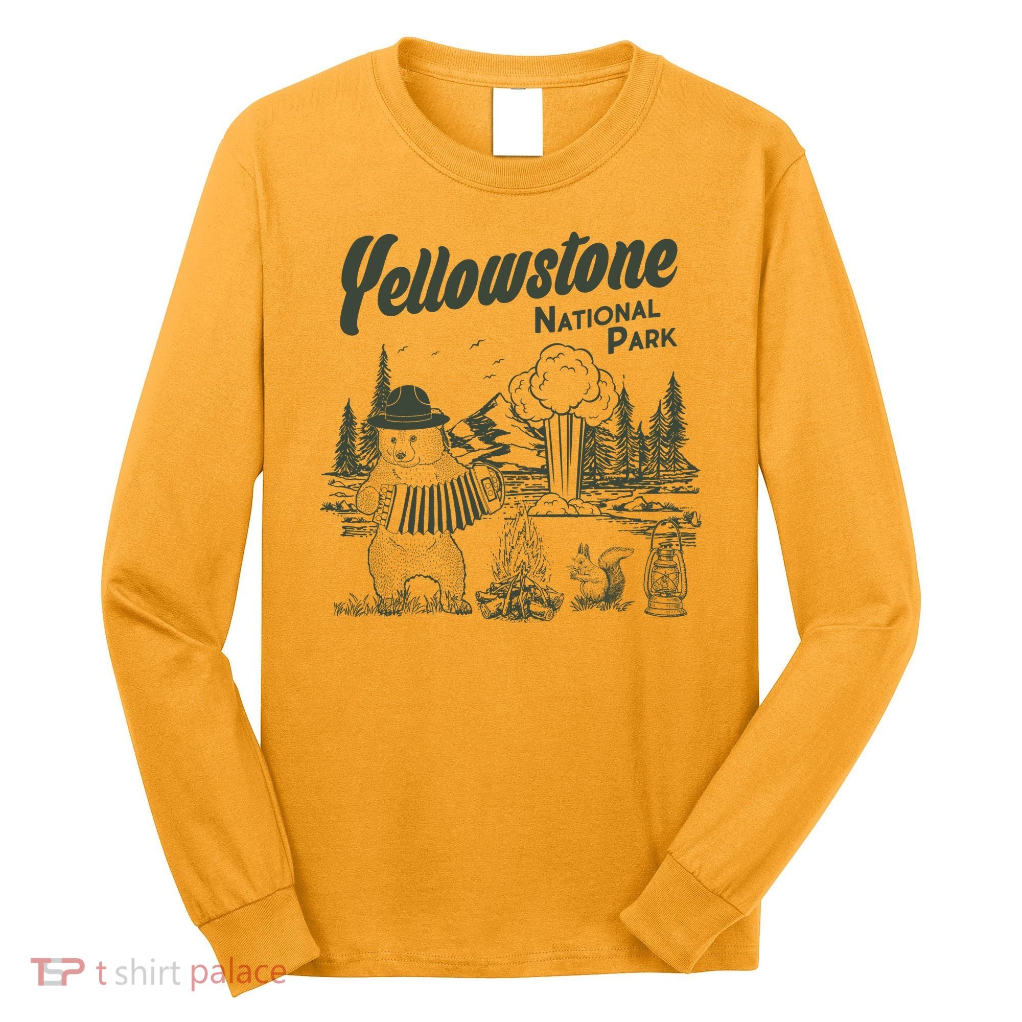 Yellowstone National Park Accordion Park Ranger Bear Long Sleeve Shirt