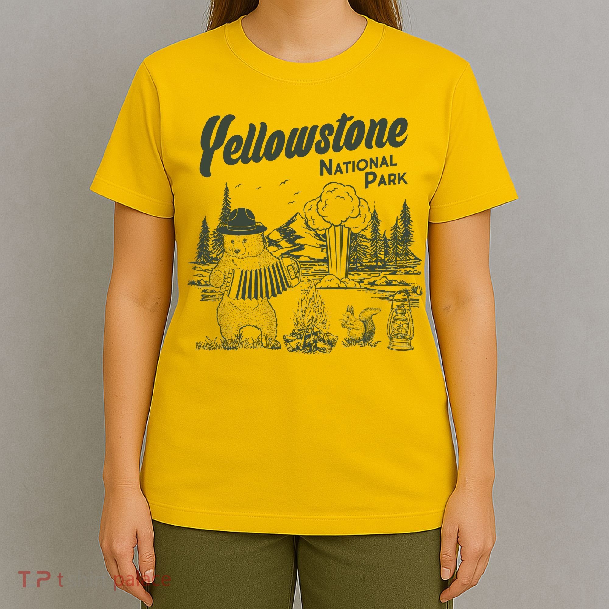 Yellowstone National Park Accordion Park Ranger Bear T-Shirt