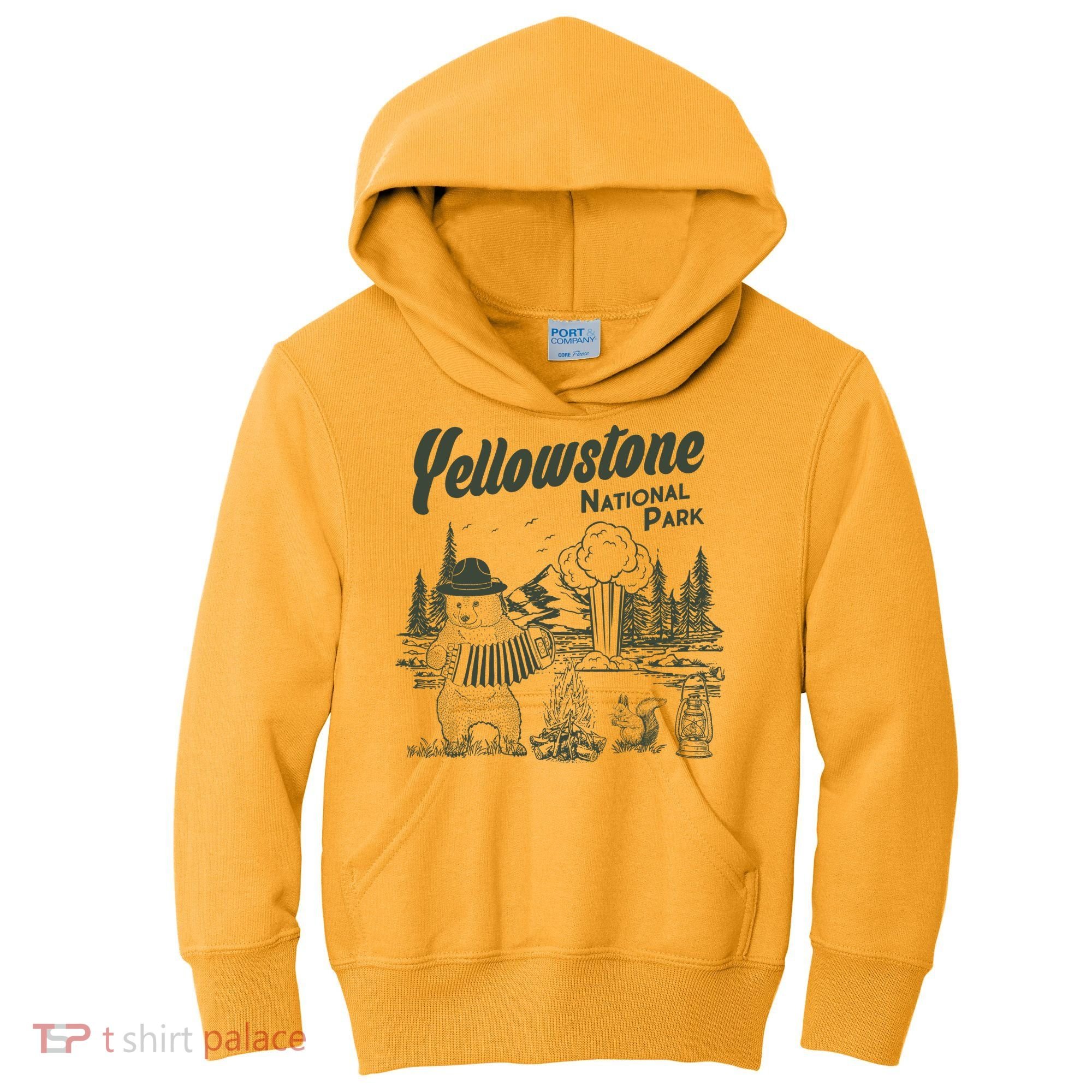 Yellowstone National Park Accordion Park Ranger Bear Kids Hoodie
