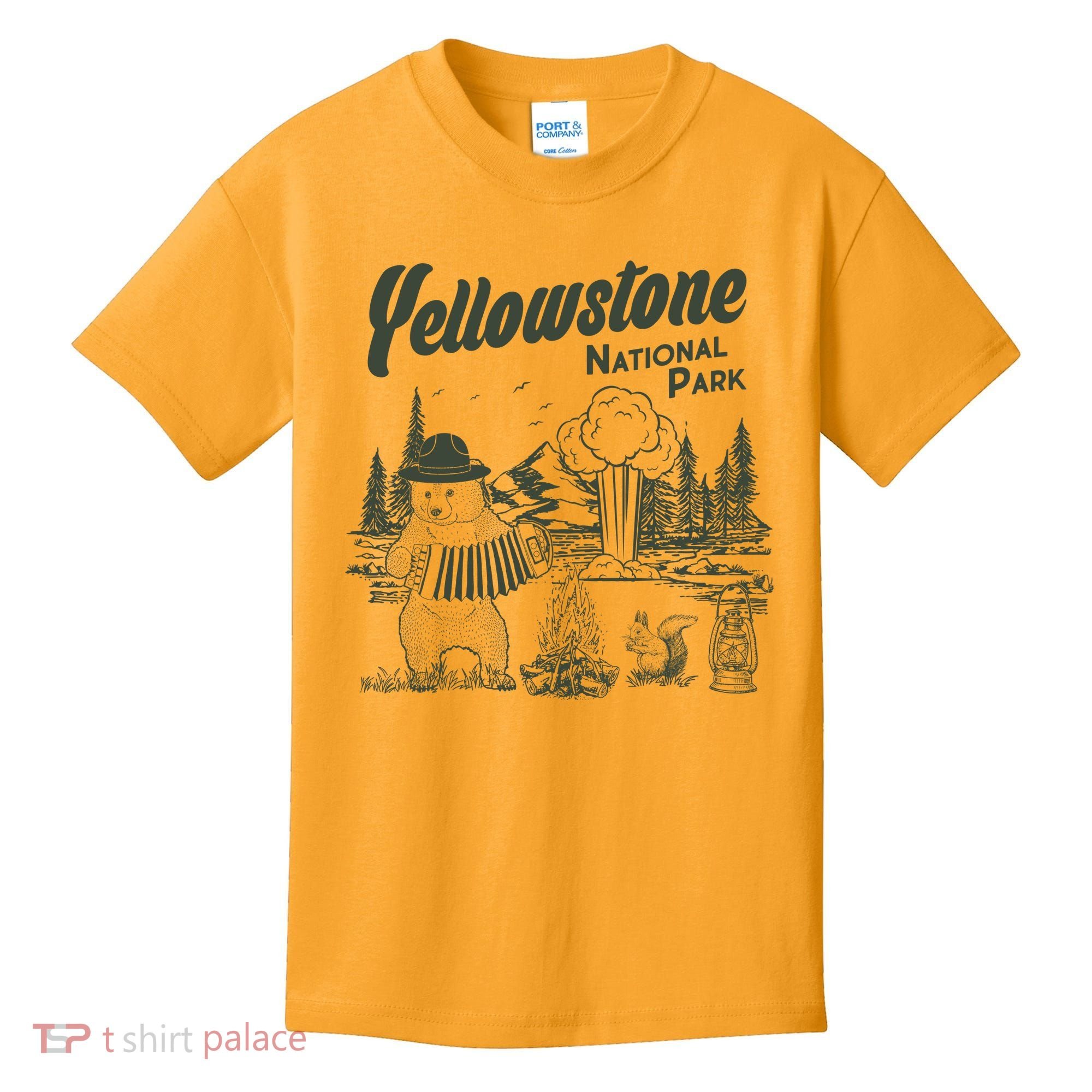 Yellowstone National Park Accordion Park Ranger Bear Kids T-Shirt