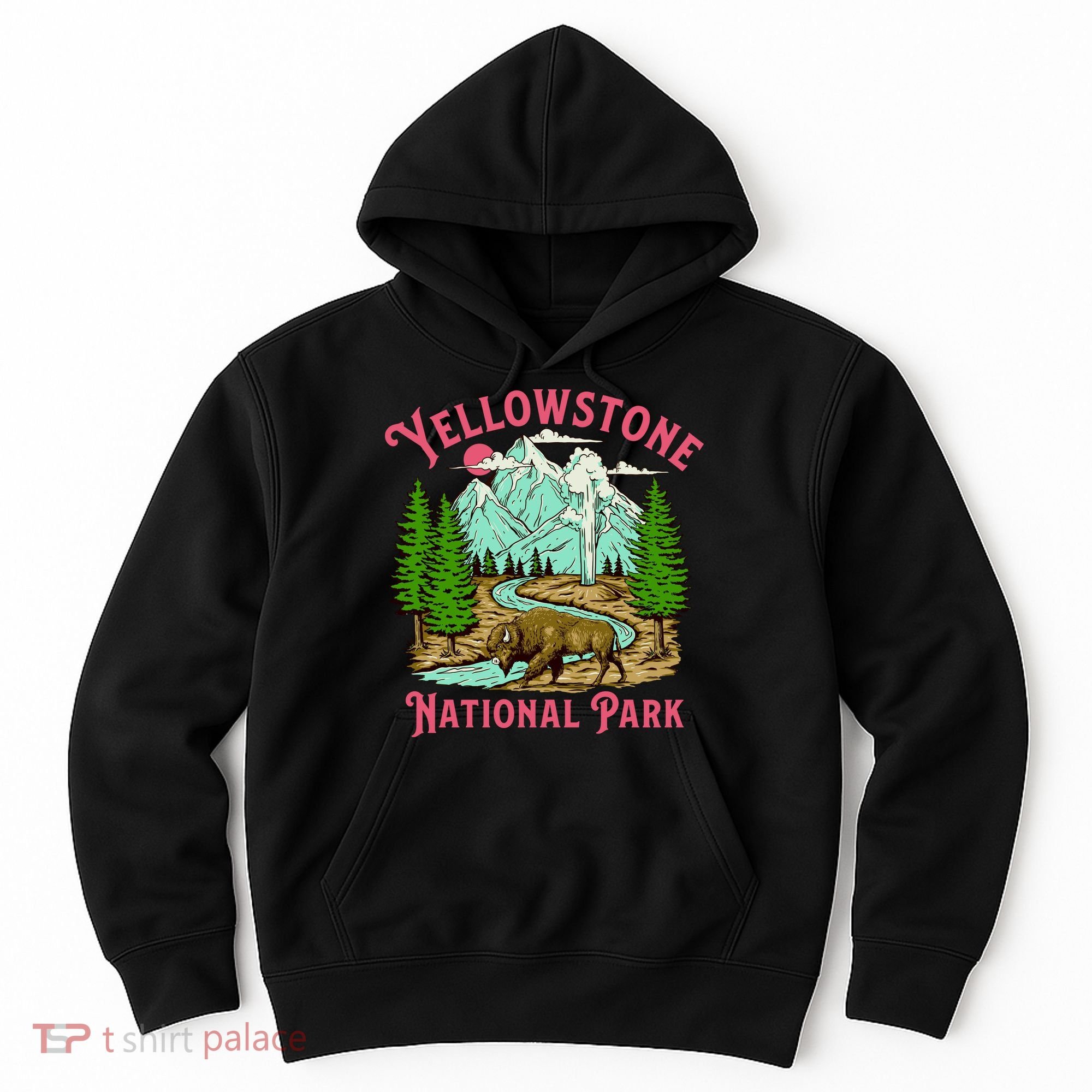 Yellowstone National Park Illustration Hoodie