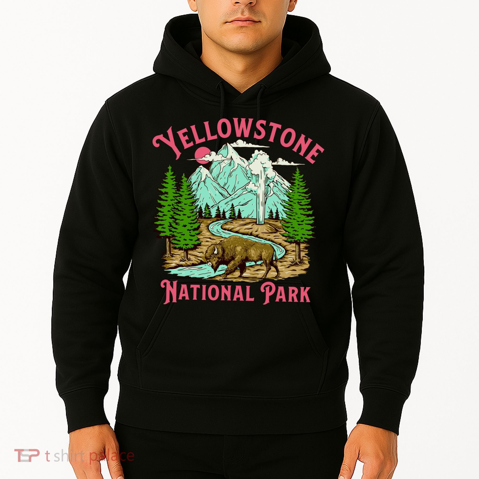 Yellowstone National Park Illustration Hoodie