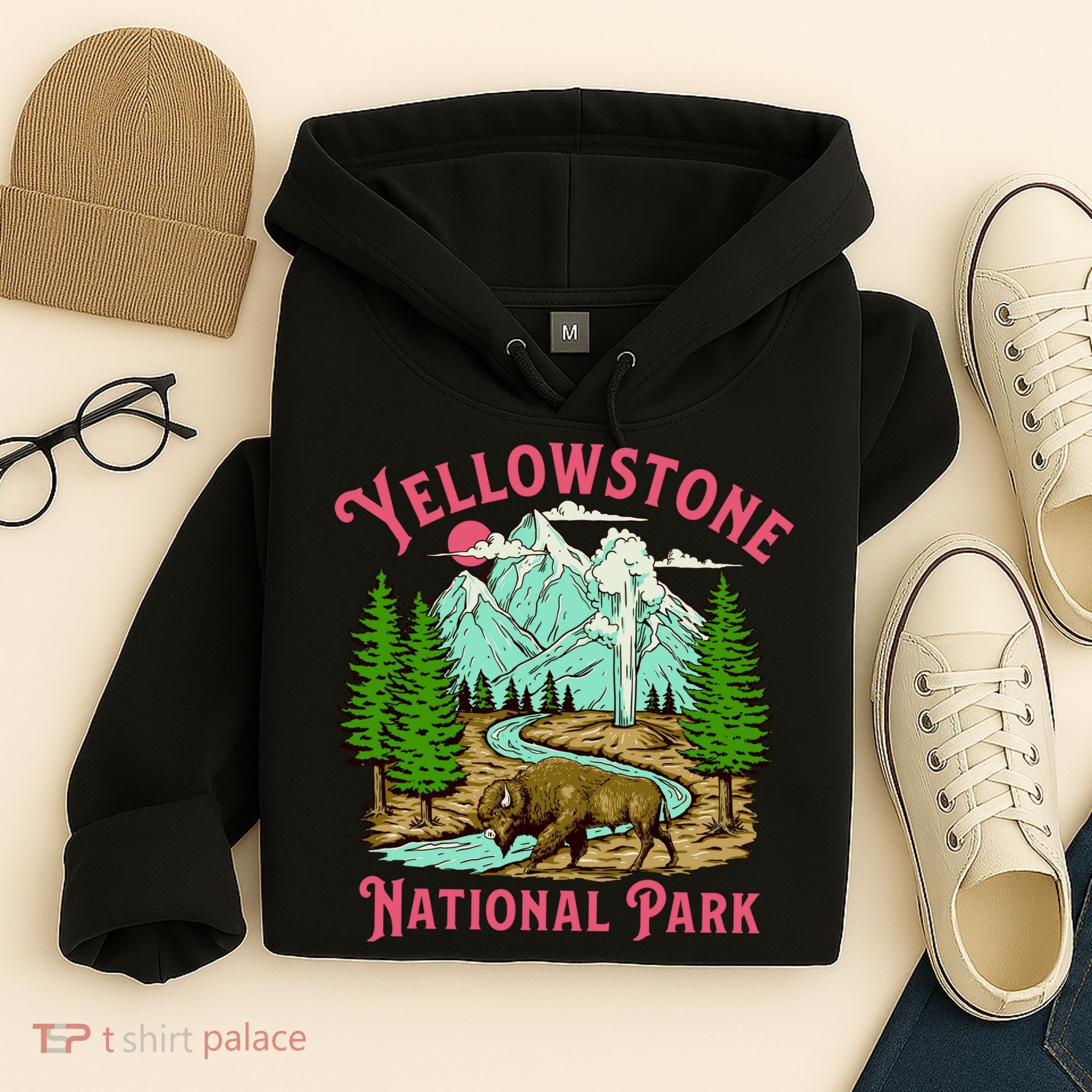 Yellowstone National Park Illustration Hoodie