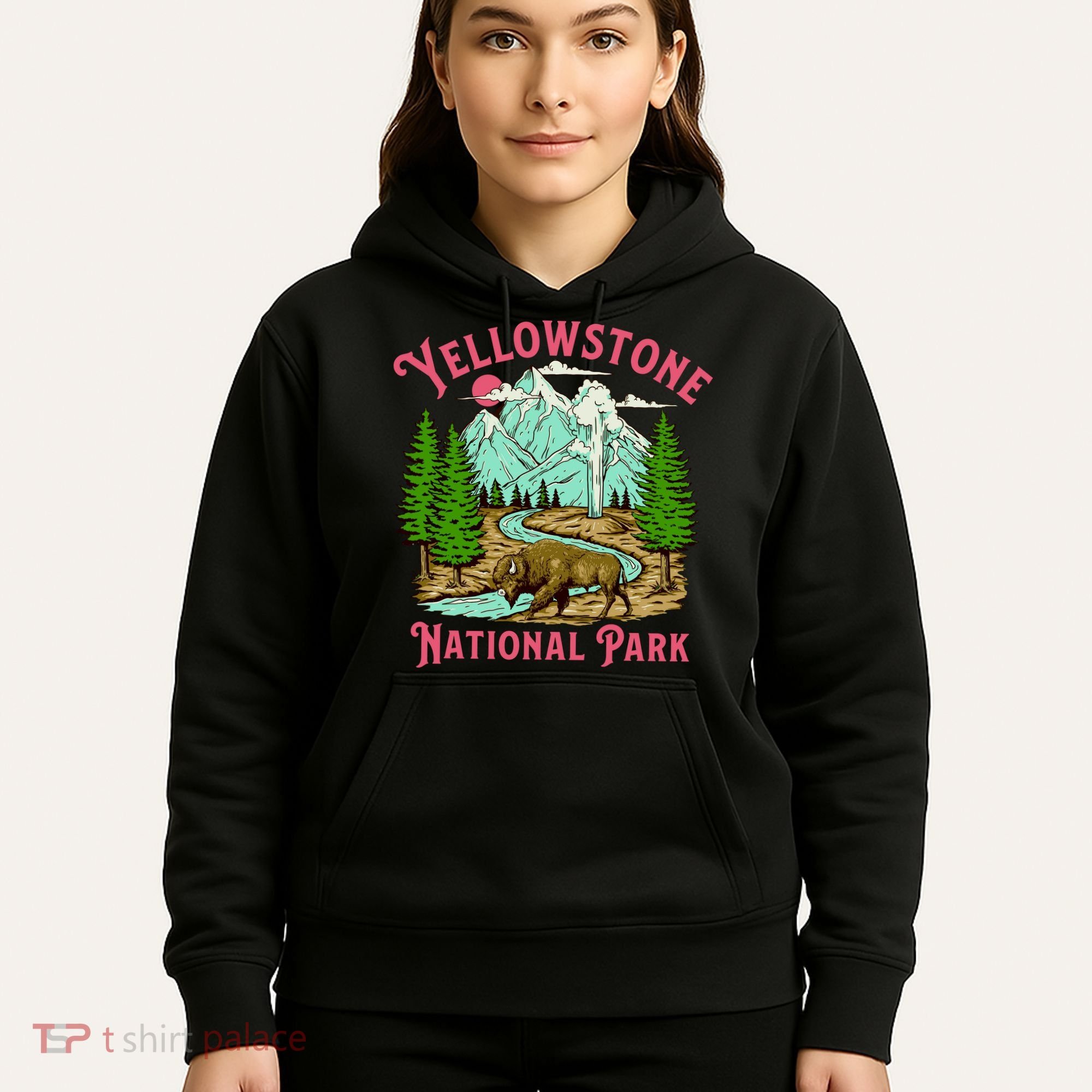 Yellowstone National Park Illustration Hoodie