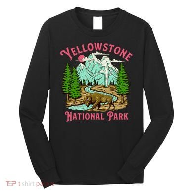Yellowstone National Park Illustration Long Sleeve Shirt