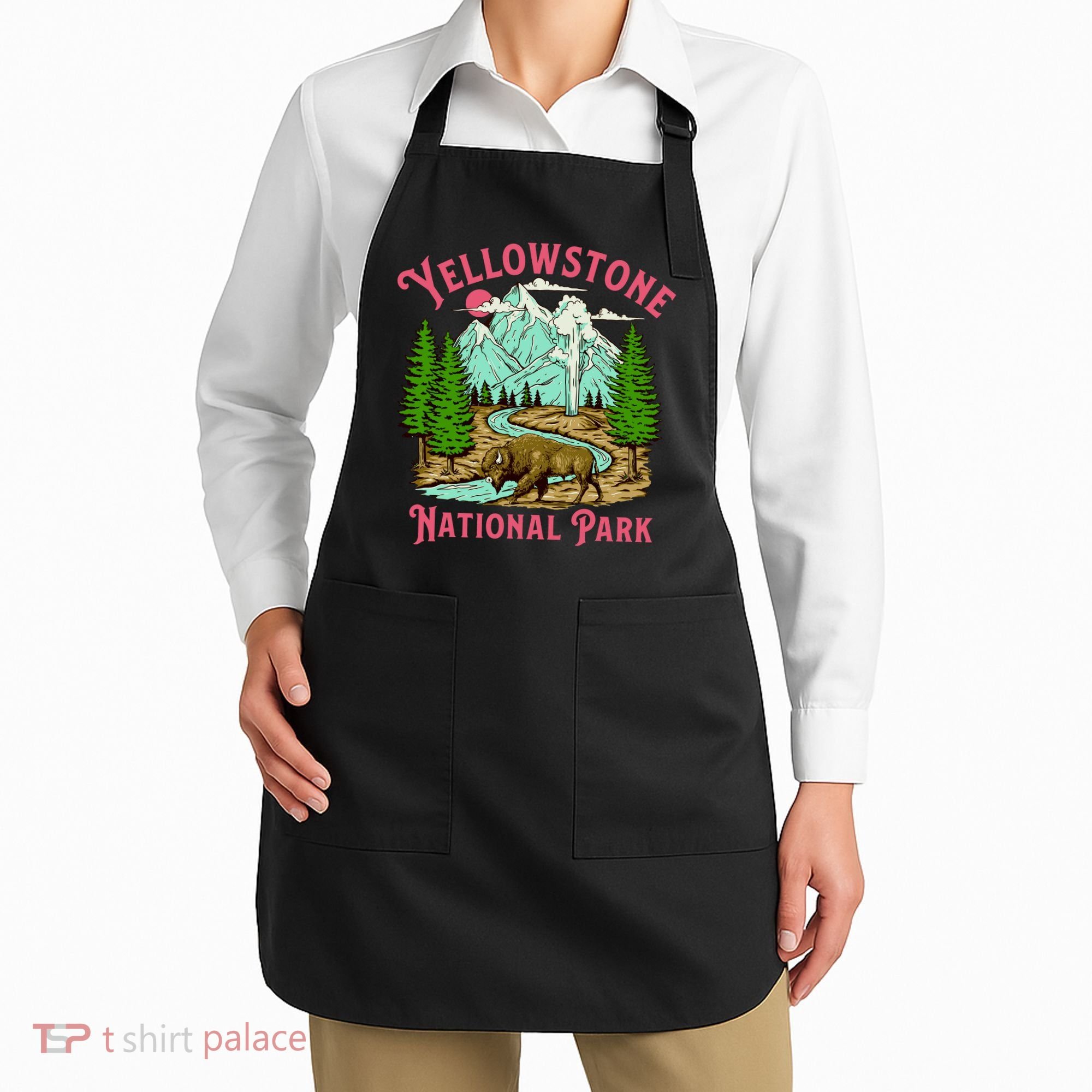 Yellowstone National Park Illustration Apron