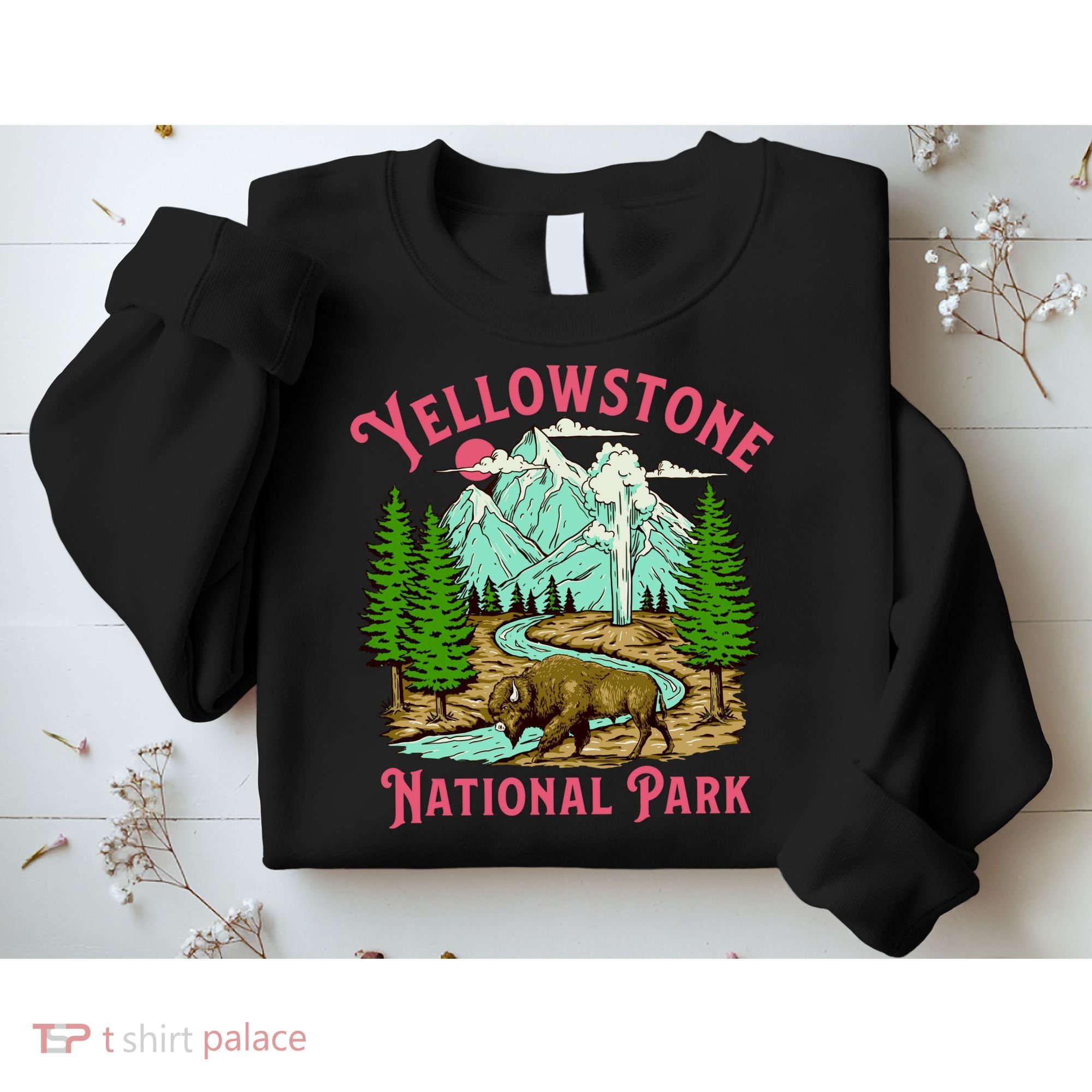 Yellowstone National Park Illustration Sweatshirt