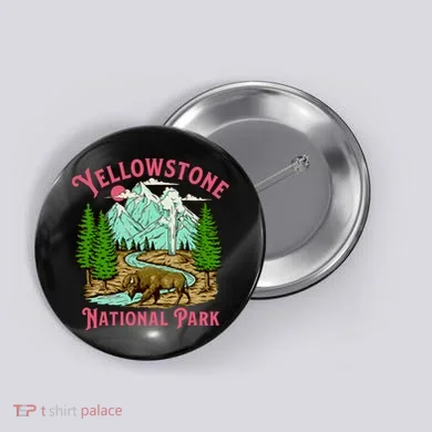 Yellowstone National Park Illustration Button