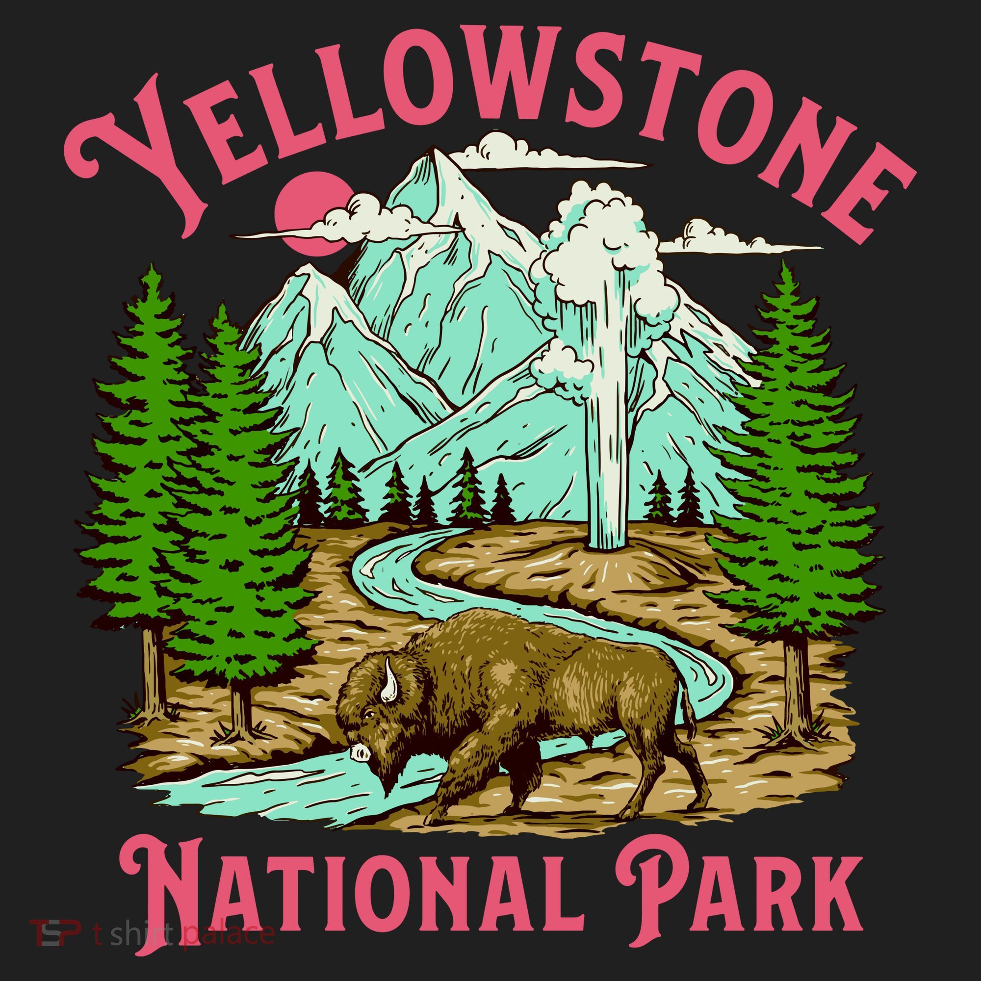 Yellowstone National Park Illustration Beanie