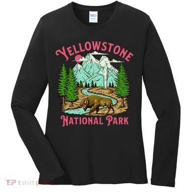 Yellowstone National Park Illustration Women's Long Sleeve Shirt