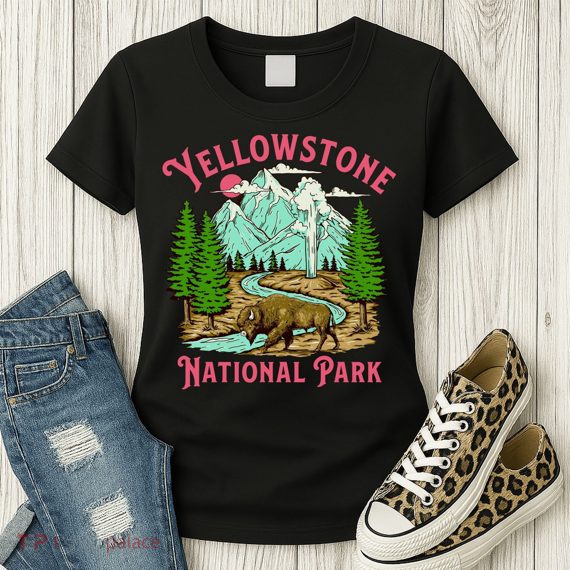 Yellowstone National Park Illustration Women's T-Shirt