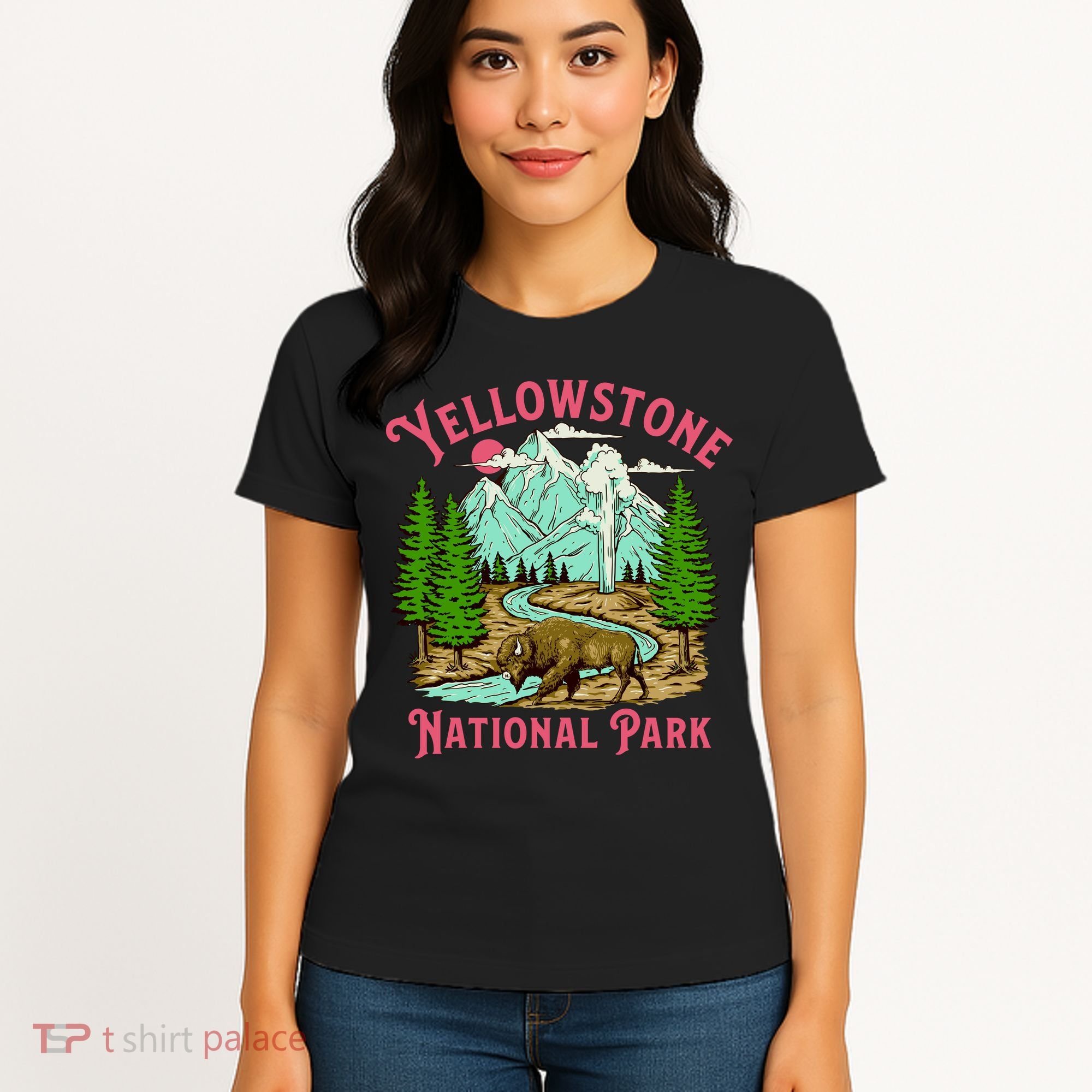 Yellowstone National Park Illustration Women's T-Shirt