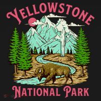 Yellowstone National Park Illustration Kids Long Sleeve Shirt thumb 2