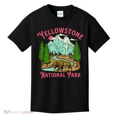 Yellowstone National Park Illustration Kids T-Shirt