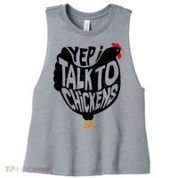 Yep I Talk To Chickens Women's Racerback Cropped Tank thumb 0