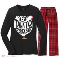 Yep I Talk To Chickens Women's Long Sleeve Flannel Pajama Set  thumb 0