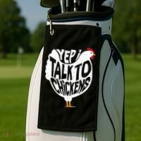 Yep I Talk To Chickens Golf Towel thumb 2