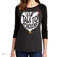 Yep I Talk To Chickens Women's Tri-Blend 3/4-Sleeve Raglan Shirt thumb 2