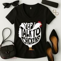 Yep I Talk To Chickens Women's V-Neck T-Shirt thumb 2