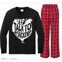 Yep I Talk To Chickens Kids Long Sleeve Plaid Pajama Set thumb 0