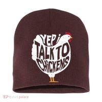 Yep I Talk To Chickens Short Acrylic Beanie thumb 0