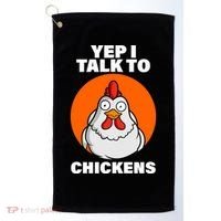 Yep I Talk To Chickens Funny Golf Towel thumb 0
