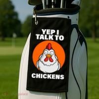 Yep I Talk To Chickens Funny Golf Towel thumb 2