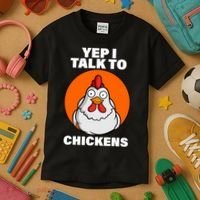 Yep I Talk To Chickens Funny Kids T-Shirt thumb 3