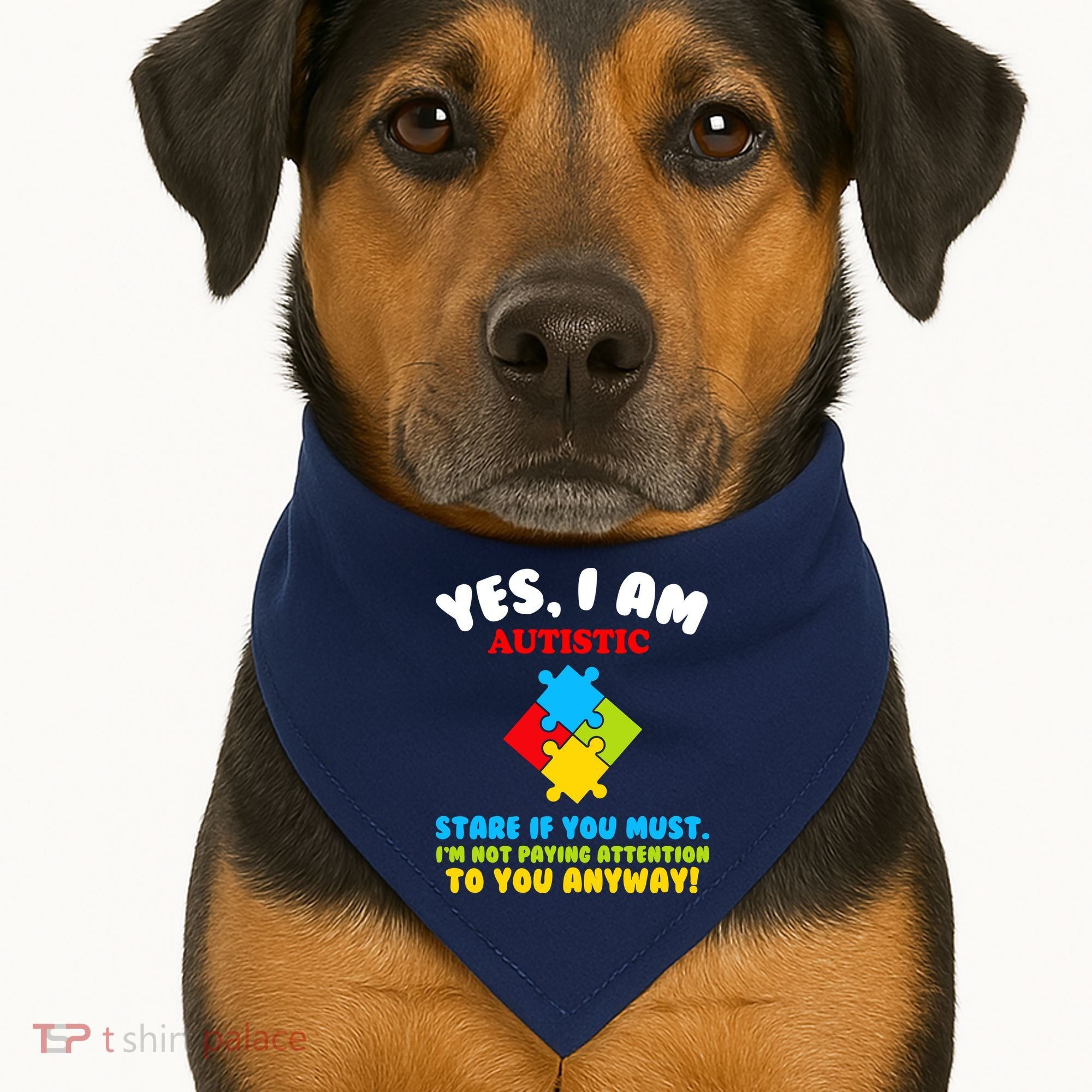 Yes, I Am Autistic Funny Autism USA-Made Doggie Bandana