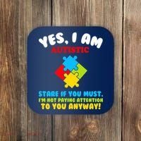 Yes, I Am Autistic Funny Autism Coaster thumb 0
