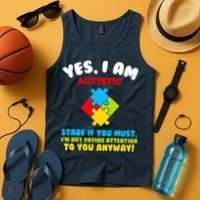Yes, I Am Autistic Funny Autism Tank Top thumb 4