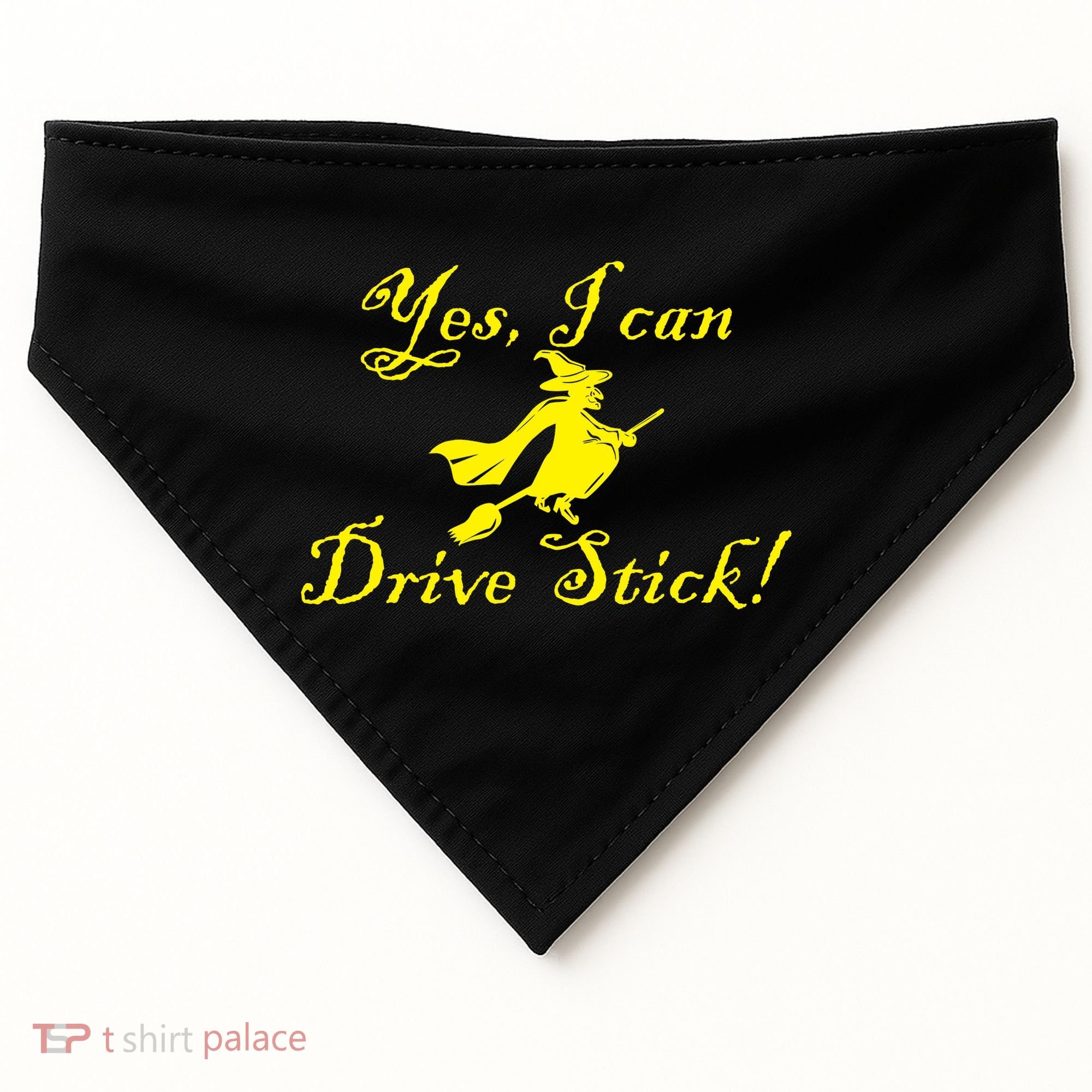 Yes I Can Drive Stick Funny Witch USA-Made Doggie Bandana
