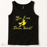 Yes I Can Drive Stick Funny Witch Tank Top thumb 2