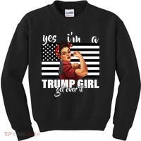 Yes I'm A Trump Girl Get Over It Funny Election Kids Sweatshirt thumb 0