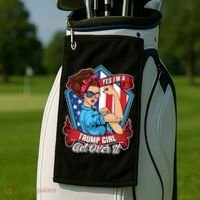 Yes I'm A Trump Girl Get Over It Pro Republican Golf Towel thumb 2