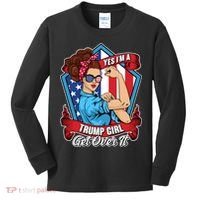 Yes I'm A Trump Girl Get Over It Pro Republican Kids Long Sleeve Shirt thumb 0