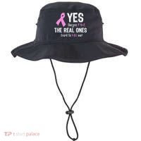 Yes They're Fake Funny Breast Cancer Bucket Hat thumb 0