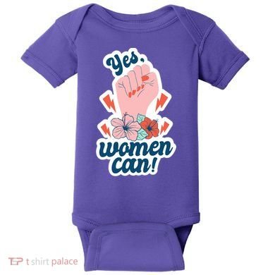 Yes Women Can Floral Baby Bodysuit