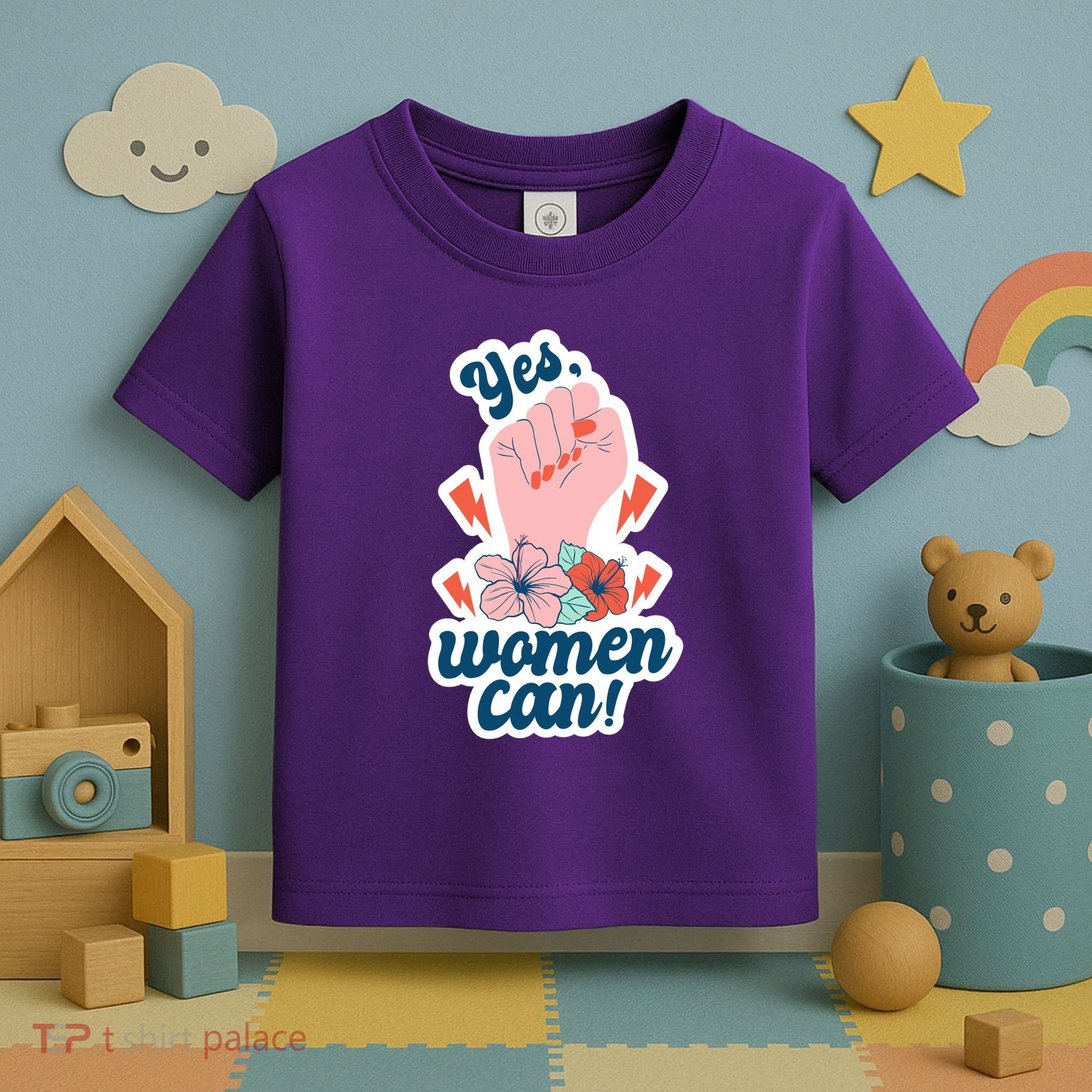 Yes Women Can Floral Toddler T-Shirt