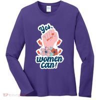 Yes Women Can Floral Women's Long Sleeve Shirt thumb 0