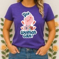 Yes Women Can Floral Women's T-Shirt thumb 2