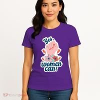 Yes Women Can Floral Women's T-Shirt thumb 4