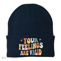 Your Feelings Are Valid Cute Retrotal Health Awareness Beanie thumb 0