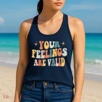 Your Feelings Are Valid Cute Retrotal Health Awareness Women's Tank Top thumb 2