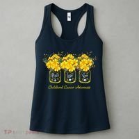 Yellow Flower Jar Peace Love Cure Childhood Cancer Women's Tank Top thumb 3